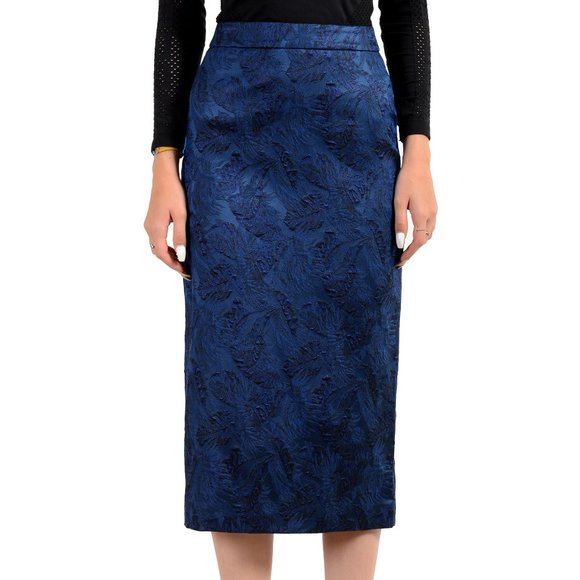 Hugo Boss Skirts Hugo Boss Womens Vinoa Blue Jacquard Pencil Skirt